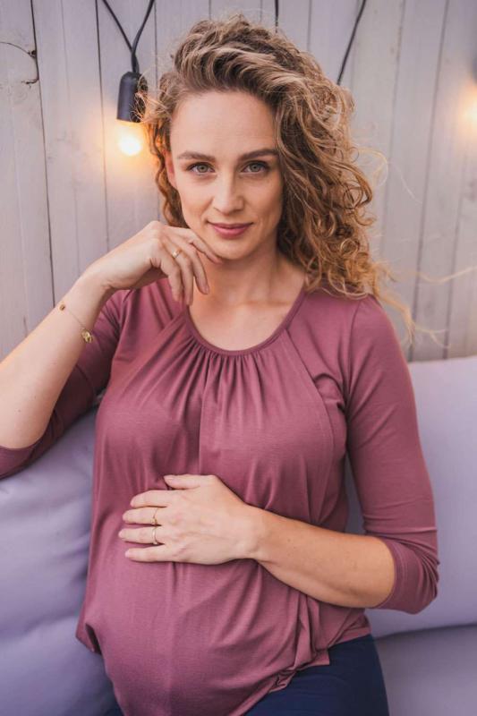 Tehotenské a dojčiace tričko Kangaroo milk & love ružovo hnedá / XL