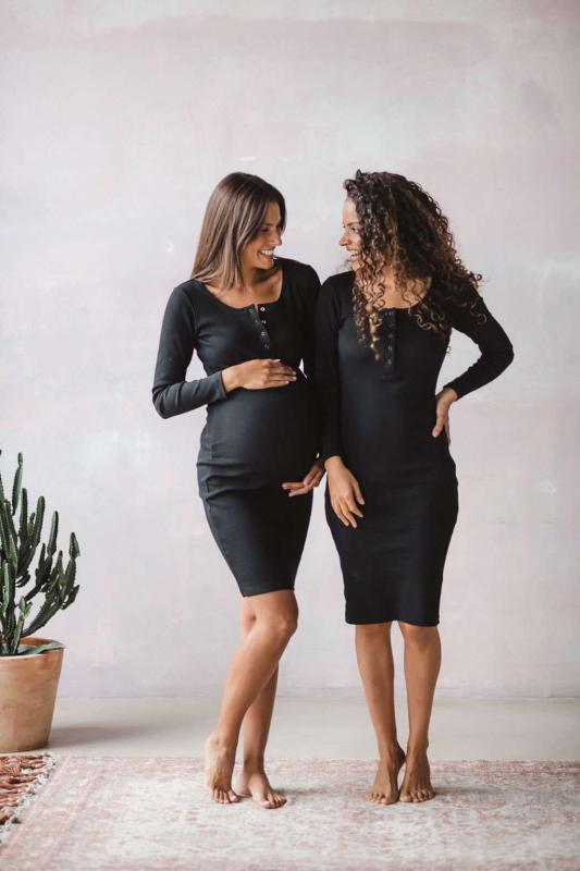 Tehotenské a dojčiace šaty rebrované Tummy milk & love čierna / M