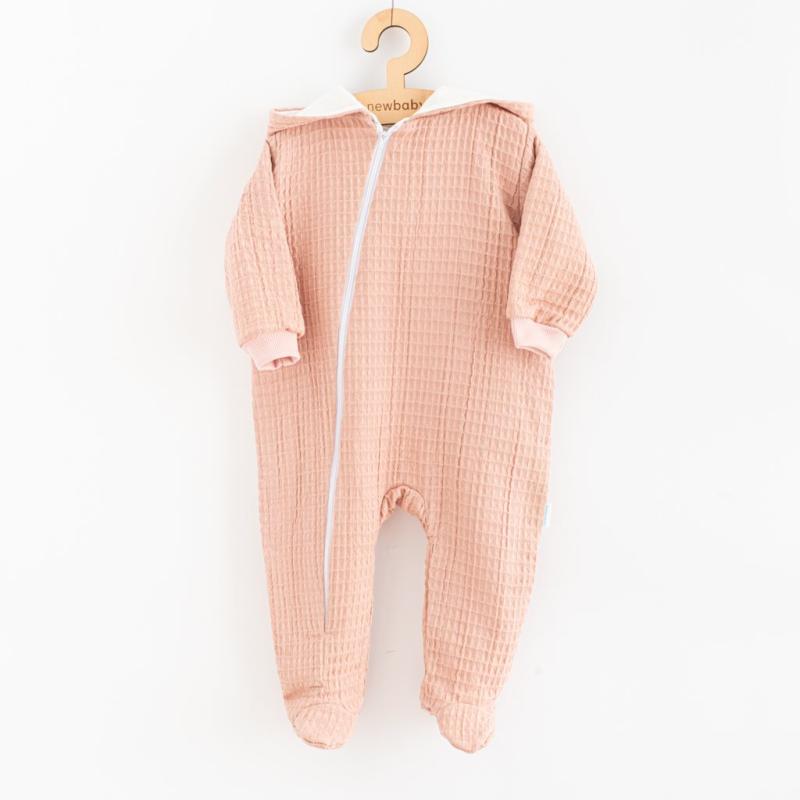 Dojčenský mušelínový overal s kapucňou New Baby Comfort clothes ružová / 62 (3-6m)