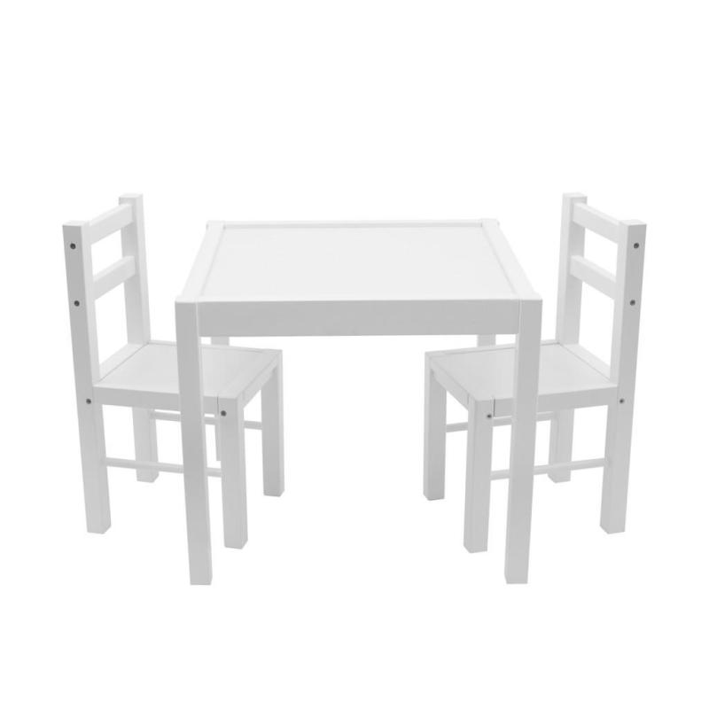 Detský drevený stôl so stoličkami Drewex biely