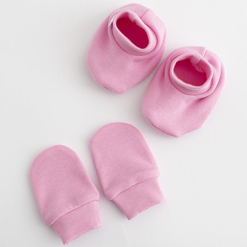 Dojčenský bavlnený set-capačky a rukavičky New Baby ružová 0-6m / 0-6 m