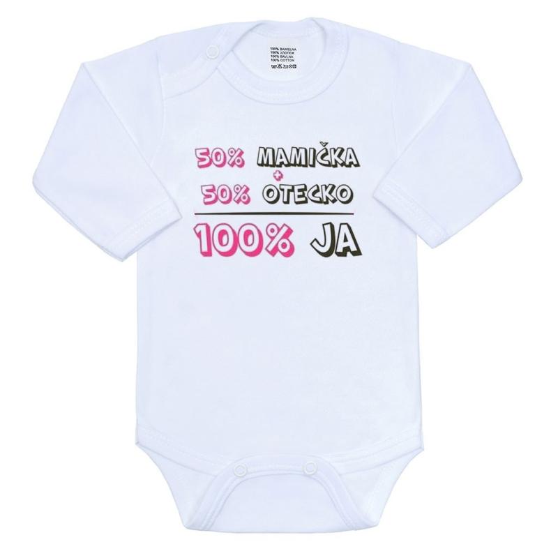 Body s potlačou New Baby 50% MAMIČKA + 50% OTECKO - 100% JA ružové / 74 (6-9m)