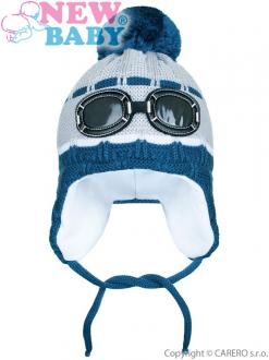 Zimná detská čiapočka New Baby okuliarky sivá / 104 (3-4r)