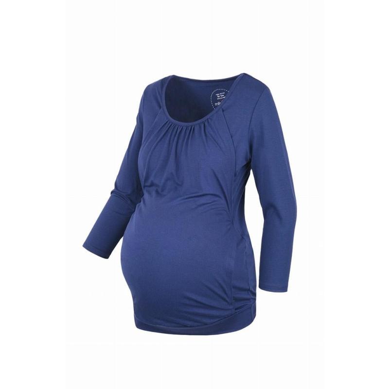 Tehotenské a dojčiace tričko Kangaroo milk & love modrá / XL