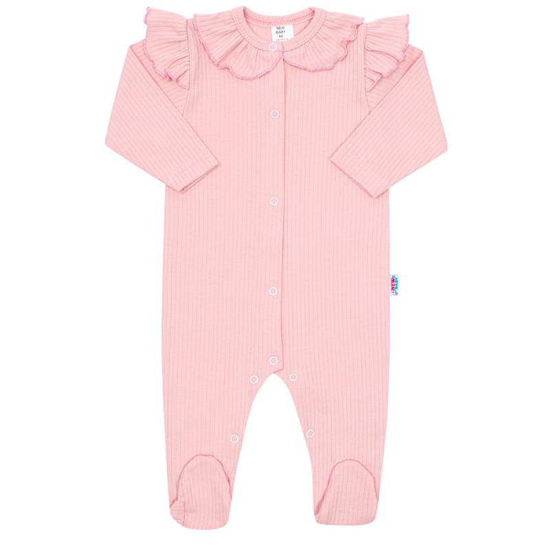 Dojčenský bavlnený overal New Baby Stripes ružový / 86 (12-18m)