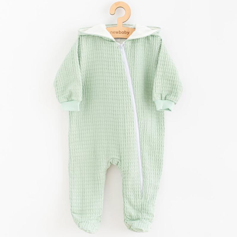 Dojčenský mušelínový overal s kapucňou New Baby Comfort clothes šalviová / 74 (6-9m)