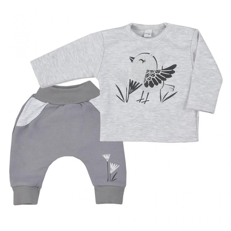 Dojčenské bavlnené tepláčky a tričko Koala Birdy sivé / 80 (9-12m)