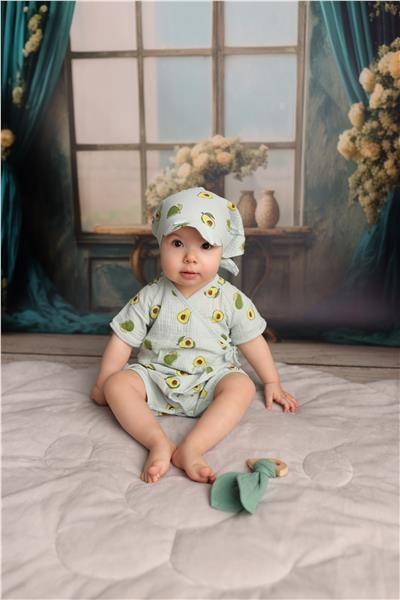 Detská letná mušelínová šatka so šiltom New Baby Avocado / 86 (12-18m)
