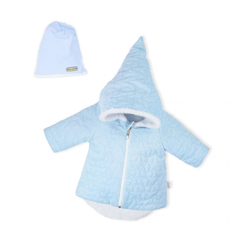 Zimný dojčenský kabátik s čiapočkou Nicol Kids Winter modrý / 68 (4-6m)