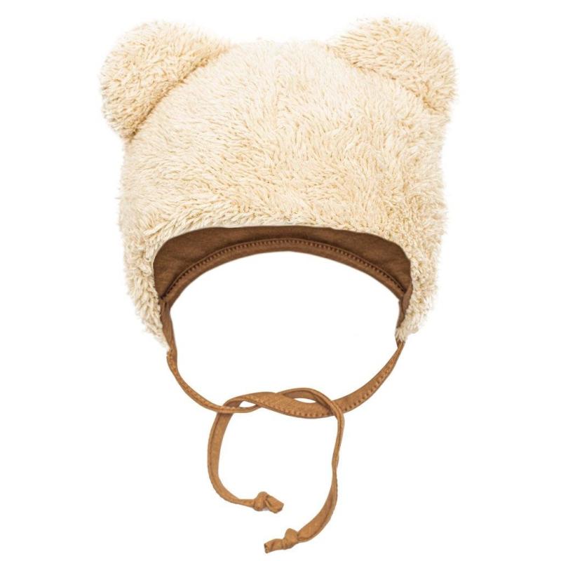 Zimná dojčenská čiapočka so šatkou na krk New Baby Teddy bear béžová / 80 (9-12m)