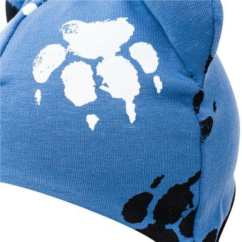 Dojčenská bavlnená čiapka s uškami New Baby labka modrá / 80 (9-12m)