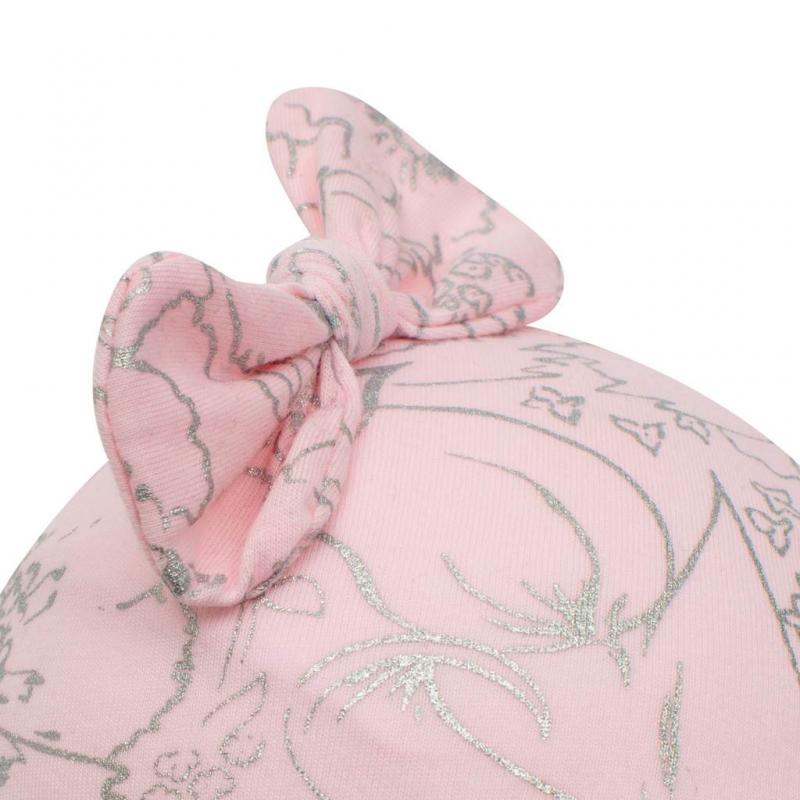 Dojčenská bavlnená čiapka s mašličkou New Baby NUNU ružová / 80 (9-12m)