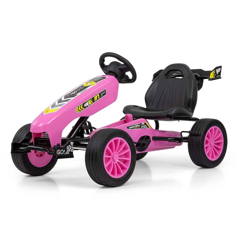 Detská šliapacia motokára Go-kart Milly Mally Rocket rúžová