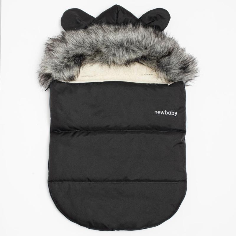 Luxusný zimný fusak s kapucňou s uškami New Baby Alex Wool black