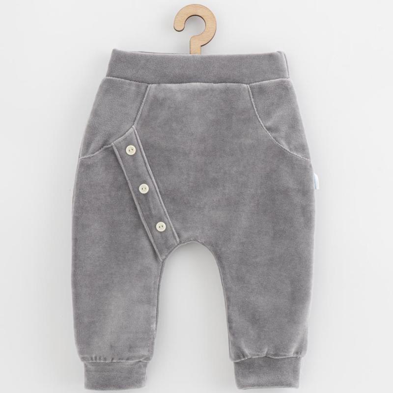Dojčenské semiškové tepláky New Baby Suede clothes sivá / 74 (6-9m)
