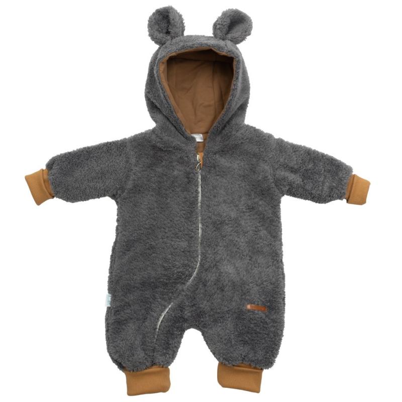 Luxusný detský zimný overal New Baby Teddy bear sivý / 62 (3-6m)