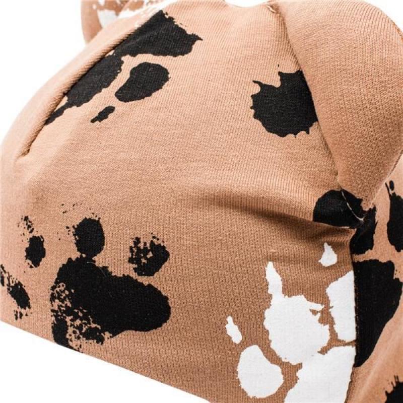 Dojčenská bavlnená čiapka s uškami New Baby labka horčicová / 56 (0-3m)