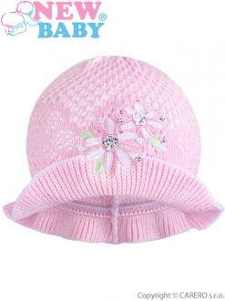 Pletený klobúčik New Baby ružovo-biely / 104 (3-4r)
