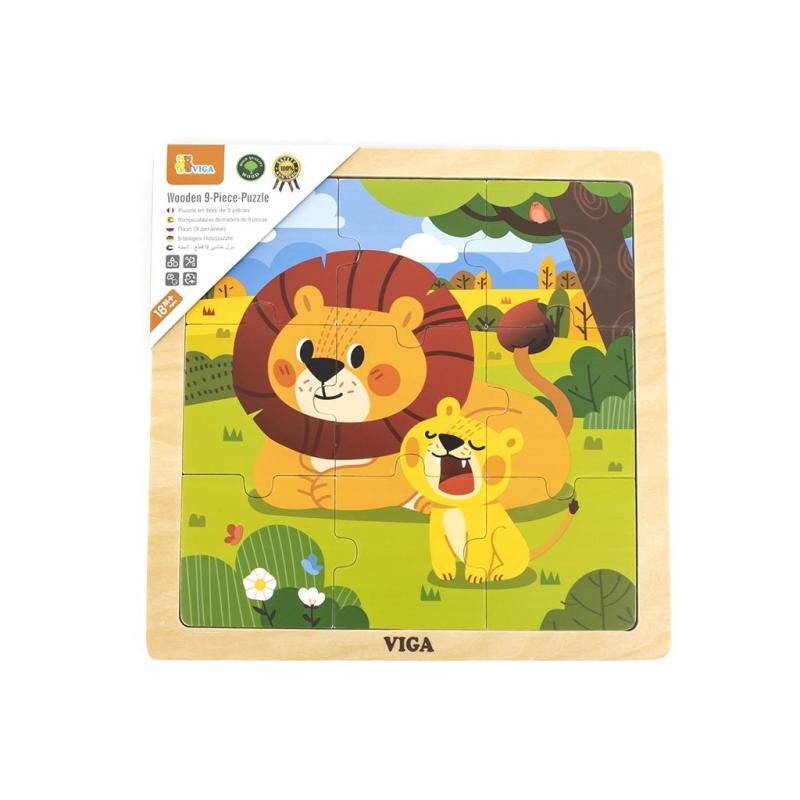 Drevené puzzle pre najmenších Viga 9 ks Lion