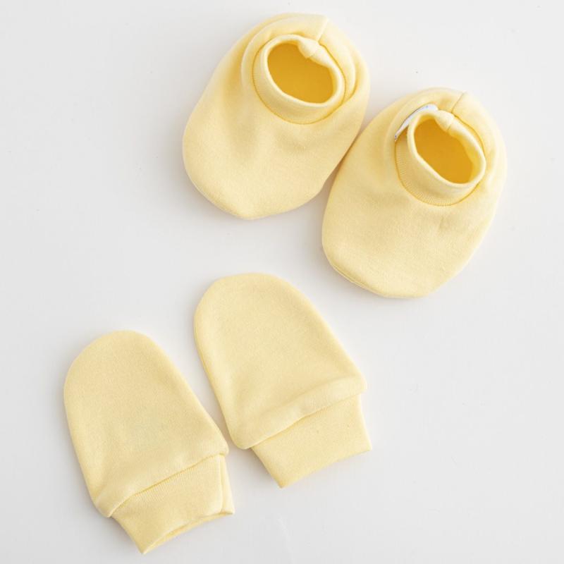 Dojčenský bavlnený set-capačky a rukavičky New Baby žltá 0-6m / 0-6 m