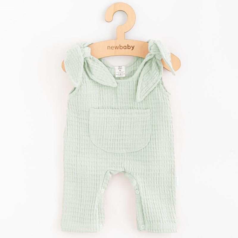 Dojčenské mušelínové zahradníčky New Baby Comfort clothes šalviová / 56 (0-3m)