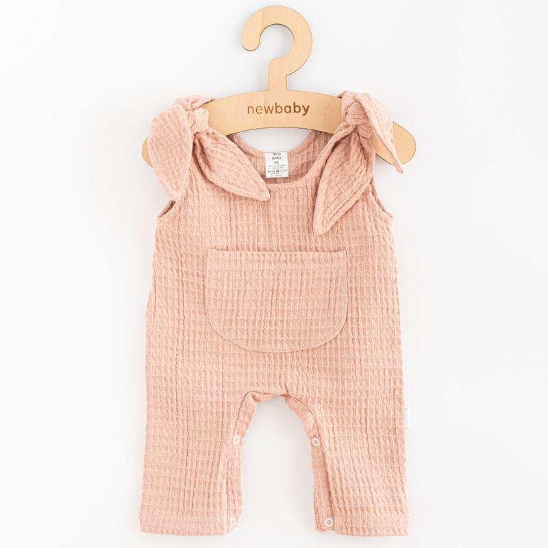 Dojčenské mušelínové zahradníčky New Baby Comfort clothes ružová / 74 (6-9m)
