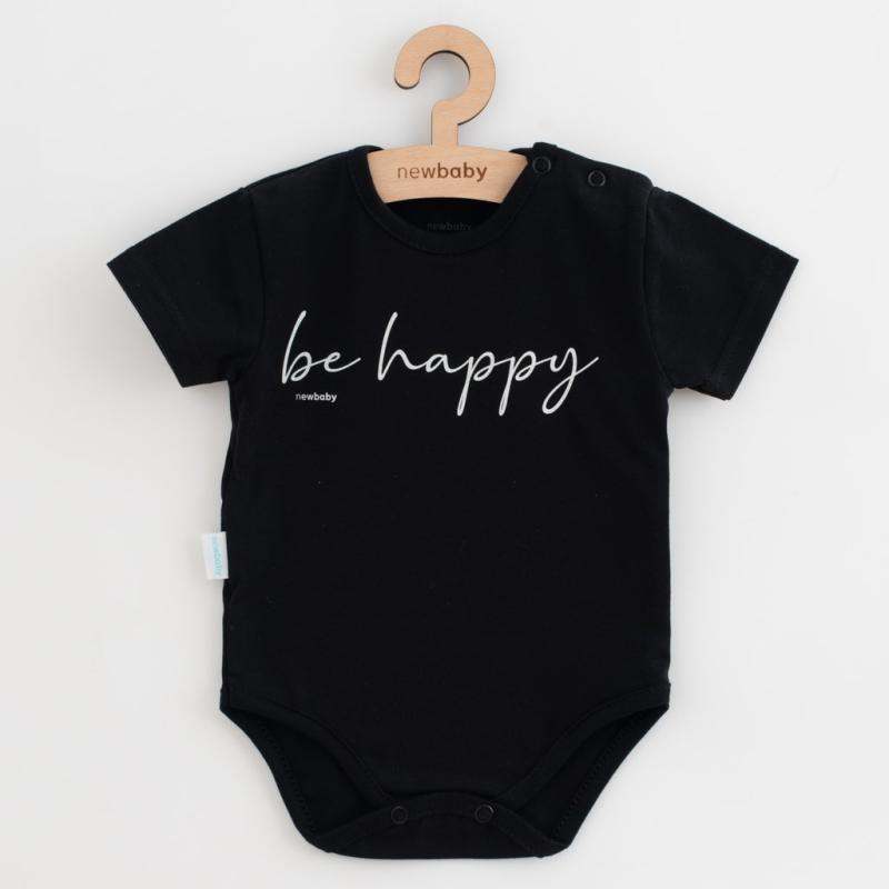 Dojčenské bavlnené body s krátkym rukávom New Baby Be Happy / 80 (9-12m)