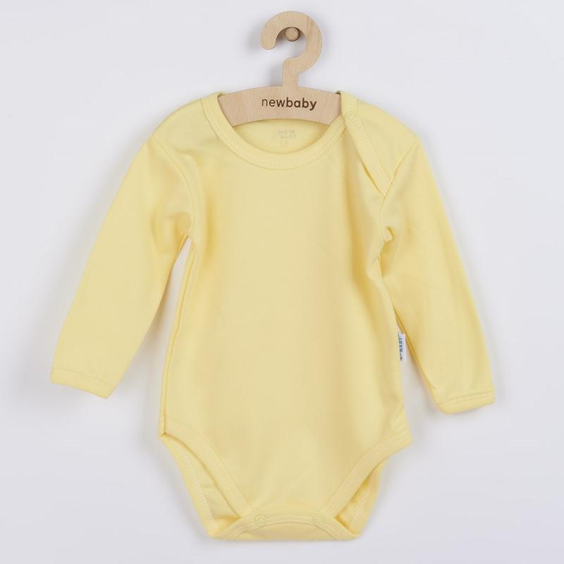 Dojčenské bavlnené body s dlhým rukávom New Baby Pastel žlté / 68 (4-6m)