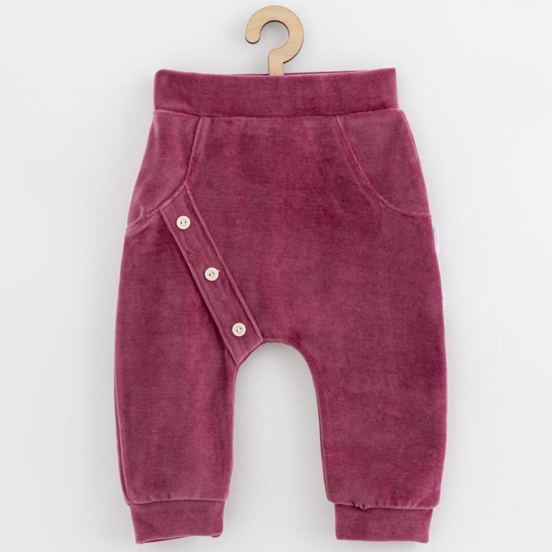 Dojčenské semiškové tepláky New Baby Suede clothes ružovo fialová / 62 (3-6m)