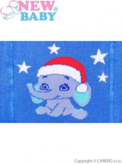 Vianočné bavlnené pančucháčky New Baby modré so slonom