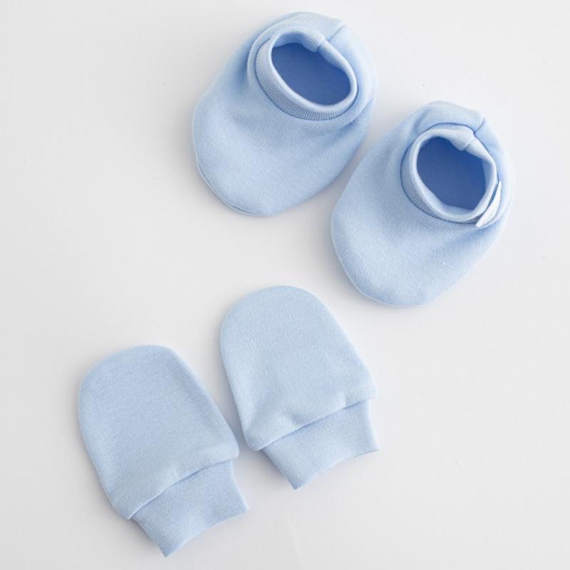 Dojčenský bavlnený set-capačky a rukavičky New Baby modrá 0-6m / 0-6 m