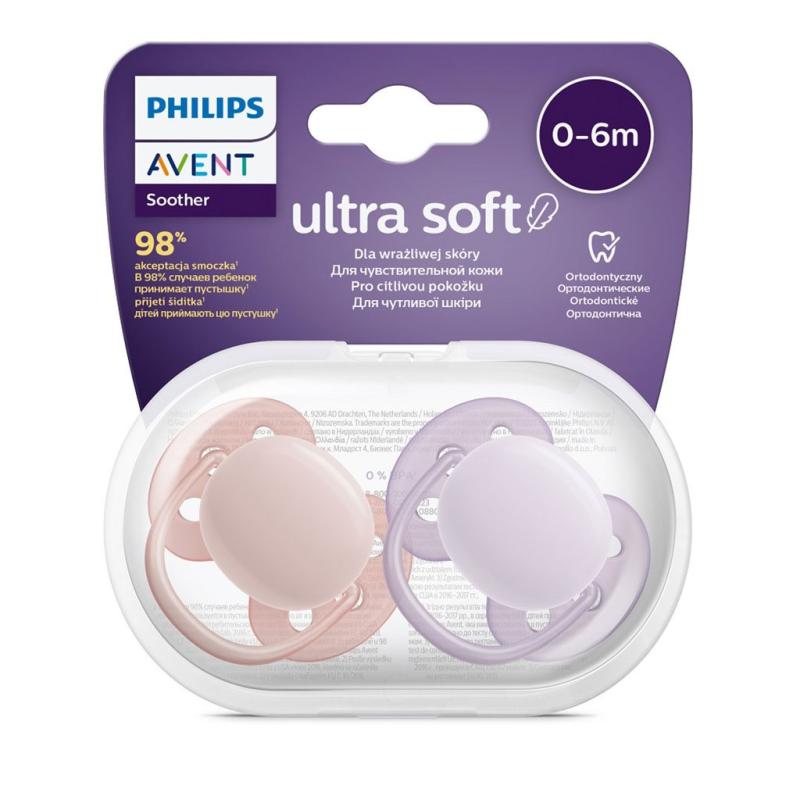 Dojčenský cumlík Ultrasoft Premium Avent 0-6 miesacov 2 ks dievča
