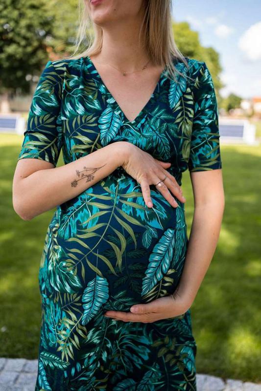 Tehotenské a dojčiace šaty Two Ways LONG milk & love zeleno modré