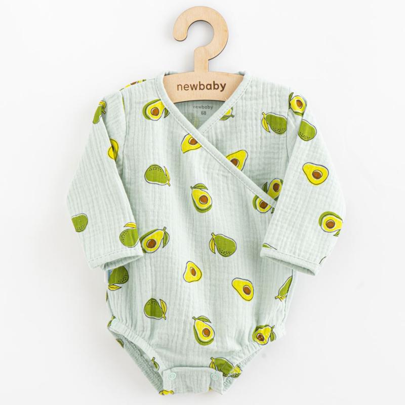 Dojčenské mušelínové body s bočným zaviazovaním New Baby Avocado / 80 (9-12m)