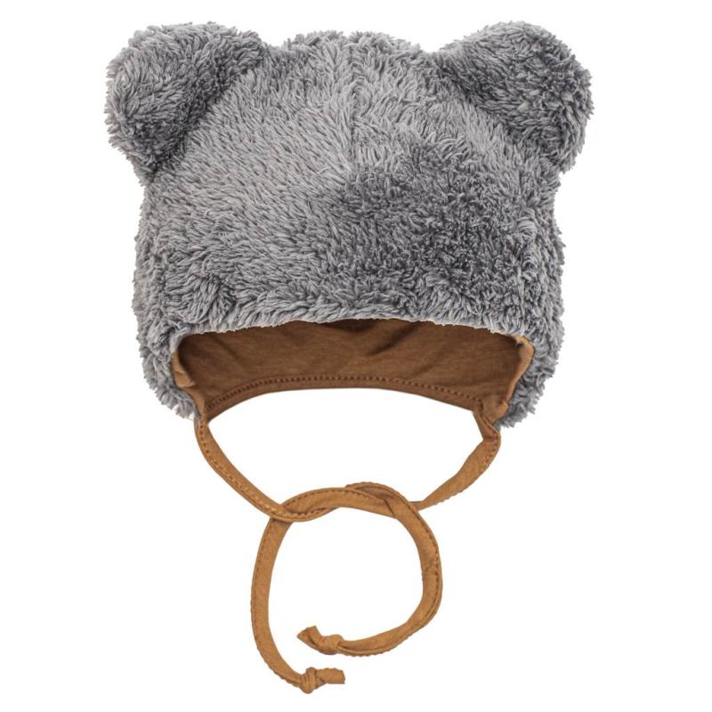 Zimná dojčenská čiapočka so šatkou na krk New Baby Teddy bear šedá / 86 (12-18m)