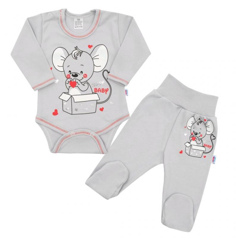 Dojčenská súpravička New Baby Mouse sivá / 74 (6-9m)