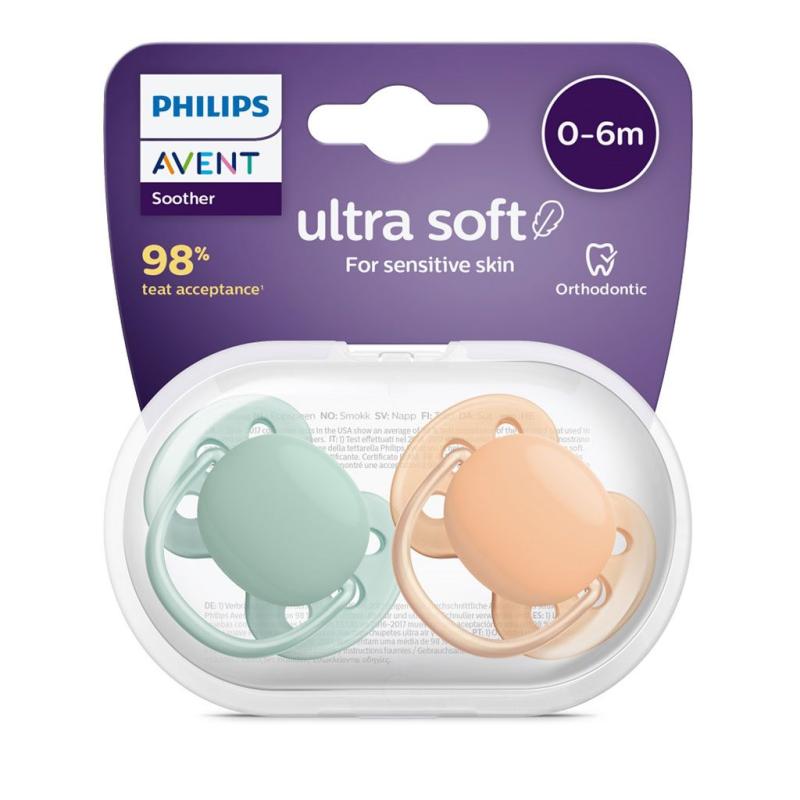 Dojčenský cumlík Ultrasoft Premium Avent 0-6 miesacov 2 ks neutral