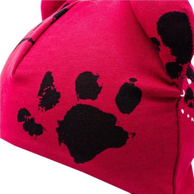 Dojčenská bavlnená čiapka s uškami New Baby labka tmavo ružová / 80 (9-12m)