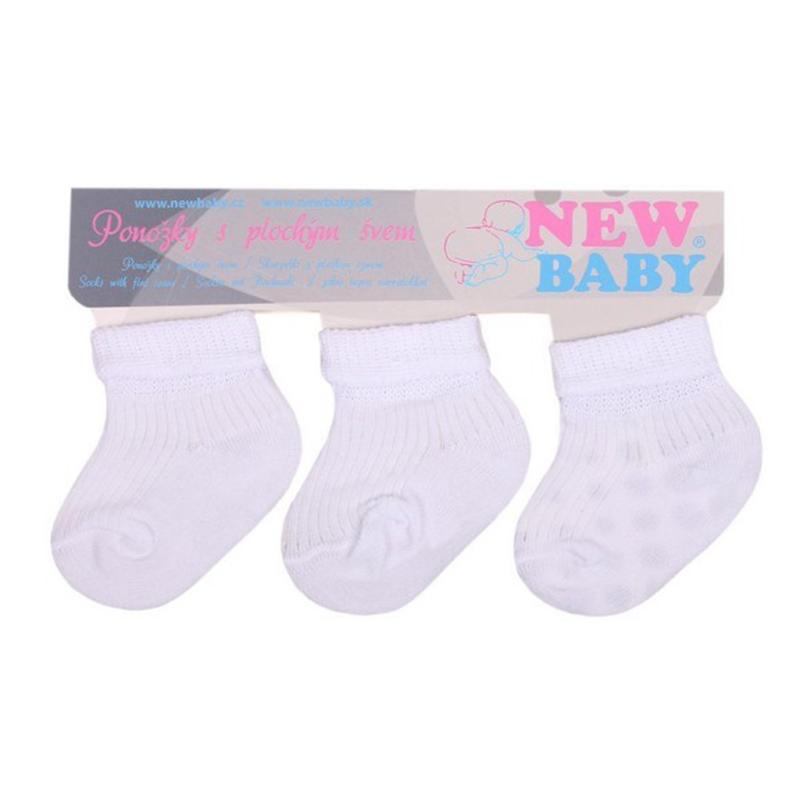 Dojčenské pruhované ponožky New Baby biele  - 3ks
