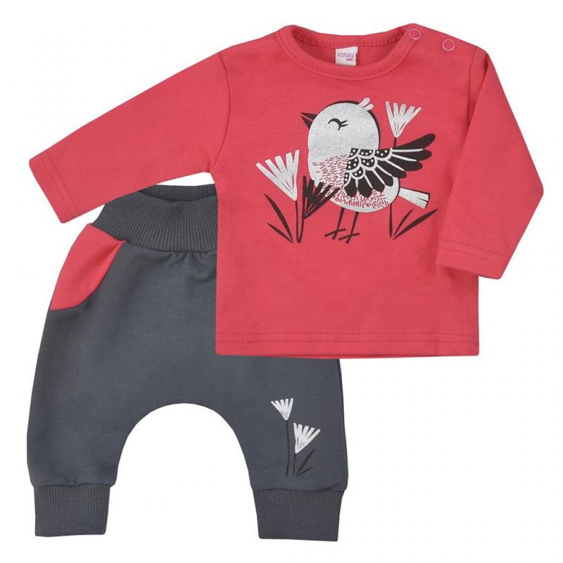 Dojčenské bavlnené tepláčky a tričko Koala Birdy tmavo ružové / 62 (3-6m)