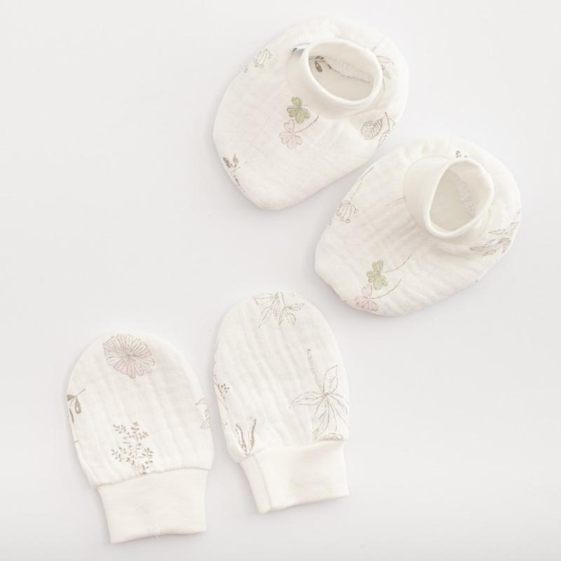 Dojčenský mušelínový set-capačky a rukavičky New Baby Zoe / Univerzálna