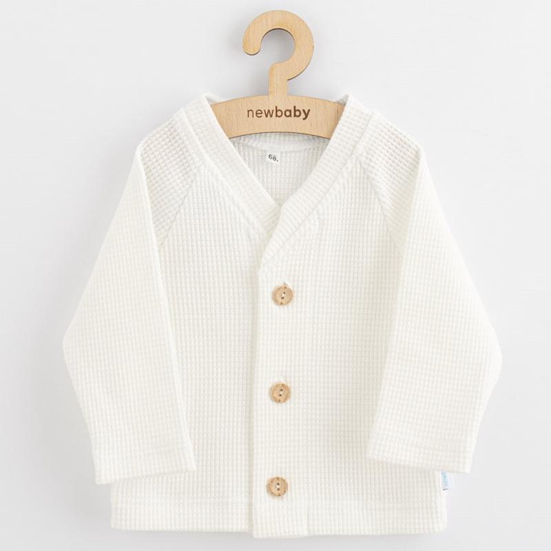 Dojčenský kabátik na gombíky New Baby Luxury clothing Oliver biely / 56 (0-3m)