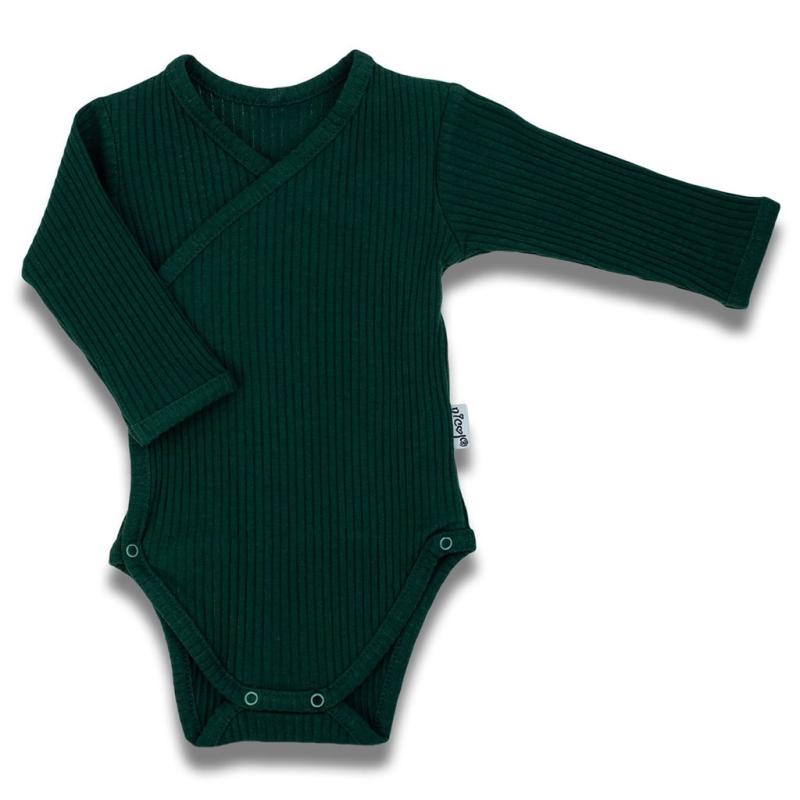 Dojčenské bavlnené body s bočným zapínaním dlhý rukáv Nicol Bambi zelená / 62 (3-6m)
