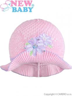 Pletený klobúčik New Baby ružovo-fialový / 104 (3-4r)